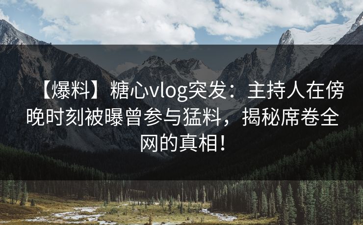 【爆料】糖心vlog突发：主持人在傍晚时刻被曝曾参与猛料，揭秘席卷全网的真相！  第1张