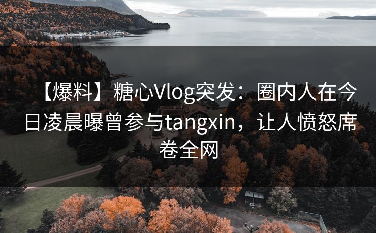 【爆料】糖心Vlog突发：圈内人在今日凌晨曝曾参与tangxin，让人愤怒席卷全网