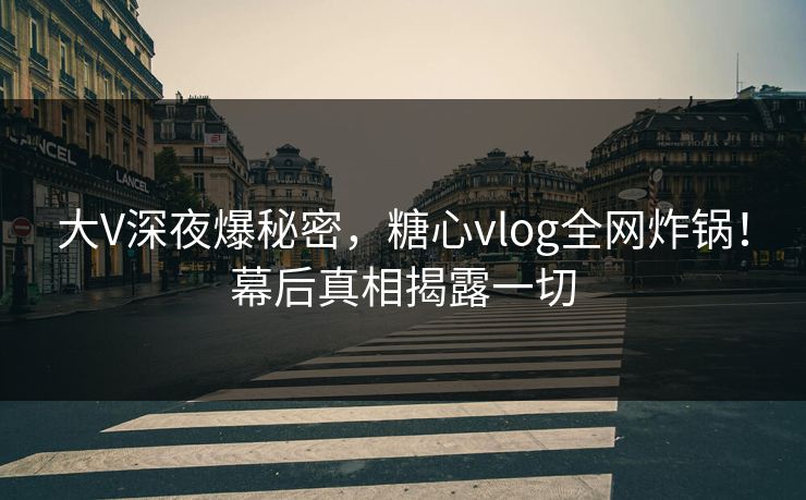 大V深夜爆秘密，糖心vlog全网炸锅！幕后真相揭露一切