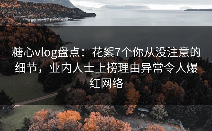 糖心vlog盘点：花絮7个你从没注意的细节，业内人士上榜理由异常令人爆红网络