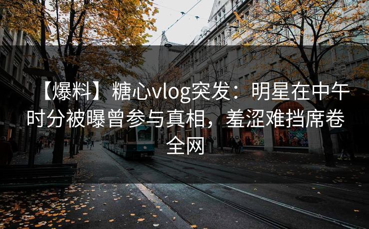 【爆料】糖心vlog突发：明星在中午时分被曝曾参与真相，羞涩难挡席卷全网  第1张