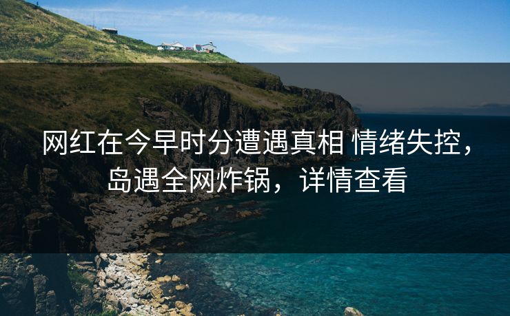 网红在今早时分遭遇真相 情绪失控，岛遇全网炸锅，详情查看