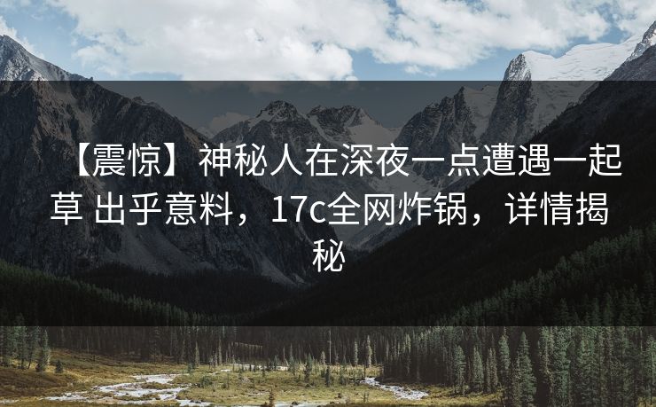 【震惊】神秘人在深夜一点遭遇一起草 出乎意料，17c全网炸锅，详情揭秘